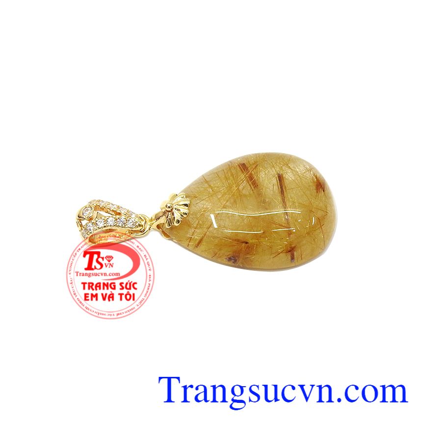 Mặt dây thạch anh tóc vàng tài lộc, mặt dây thạch anh tóc, thạch anh tóc thiên nhiên