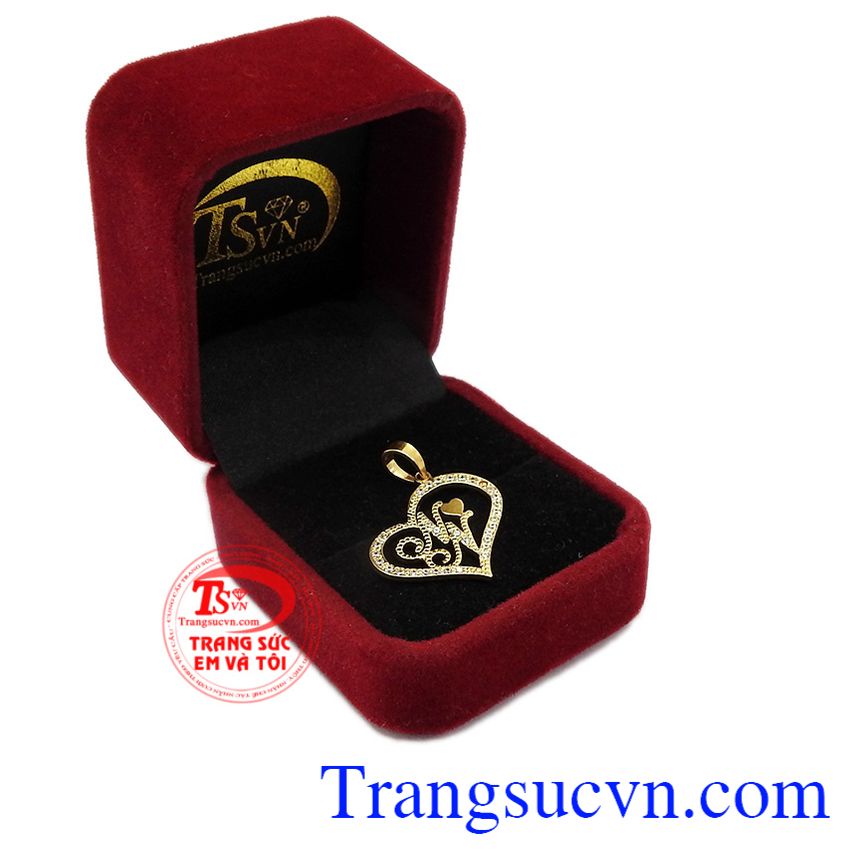 Mặt dây trái tim chữ lồng, Mặt dây chuyền vàng, mặt dây chuyền đẹp