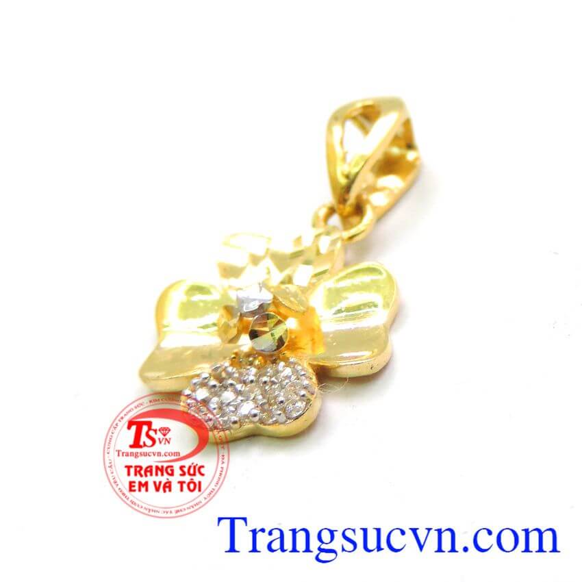 Mặt hoa 4 cánh may mắn, mặt dây sang trọng, mặt dây vàng tây