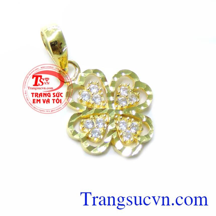 Mặt Nữ 4 Cánh May Mắn, Mặt dây vàng tây, mặt dây nữ sang trọng