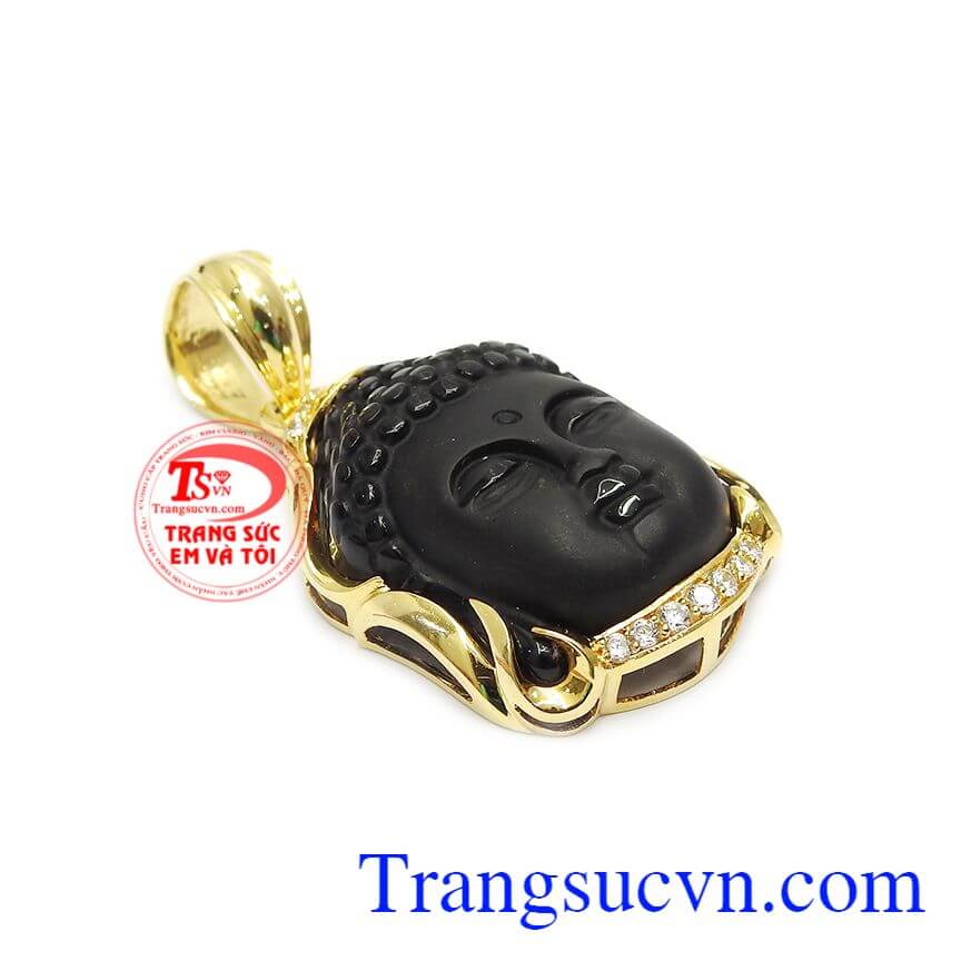 Mặt phật A-di-đà obsidian,Mặt dây chuyền nam,Trang sức nam