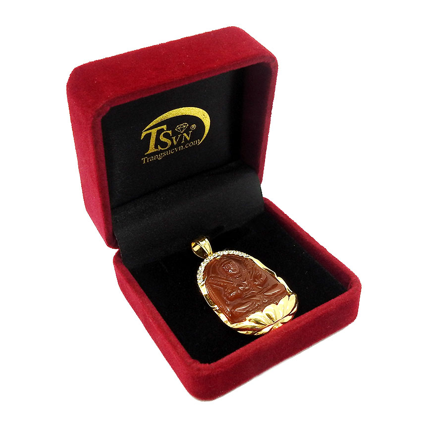 Mặt phật mã não tuổi Sửu - Dần,Mặt dây chuyền nam,Trang sức vàng