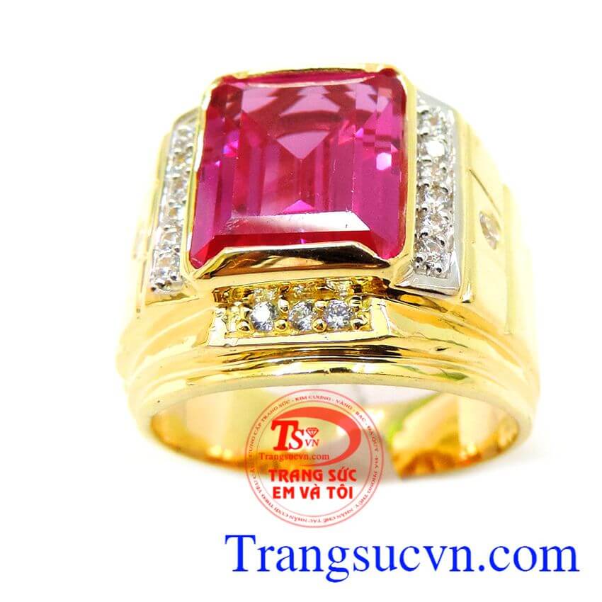 Nhẫn nam đá hổng đỏ may,Nhẫn nam đẹp,Nhẫn nam vàng