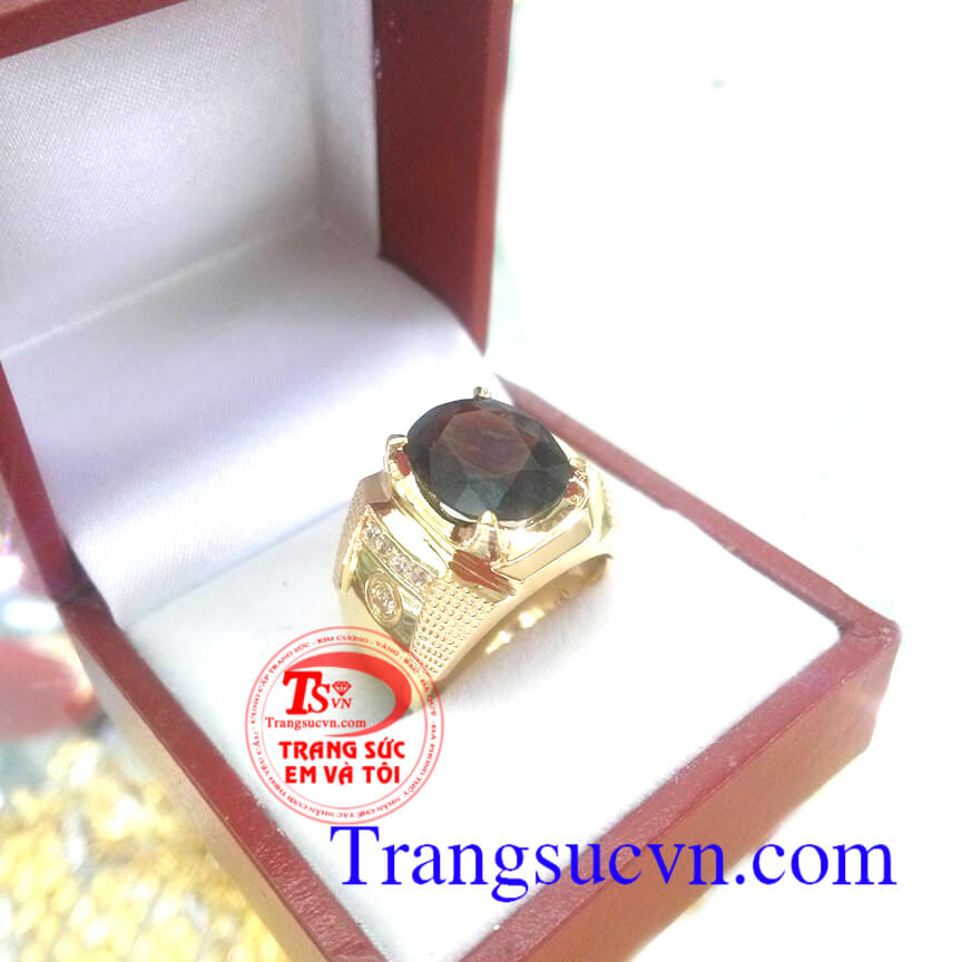 Nhẫn nam Ganet mệnh hỏa, nhẫn nam đẹp, nhẫn nam vàng tây Nhẫn nam Ganet mệnh hỏa, nhẫn nam đẹp, nhẫn nam vàng tây