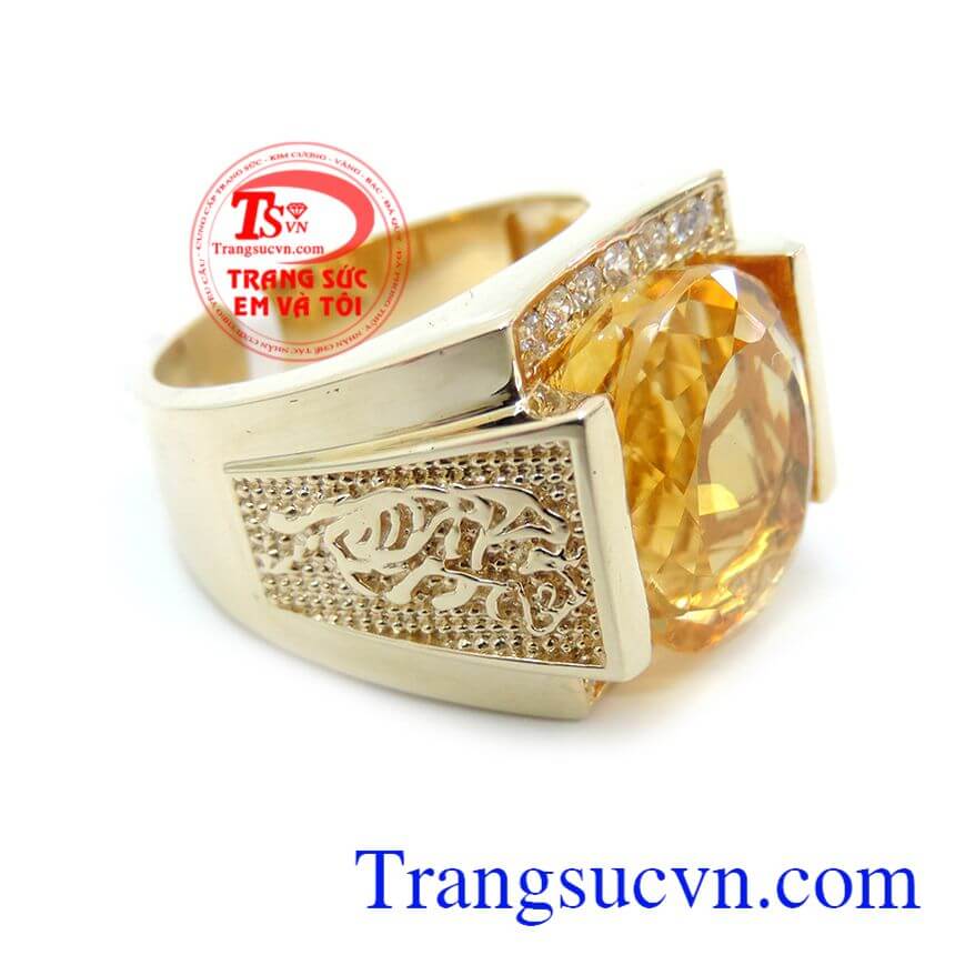Nhẫn nam đá thạch anh vàng