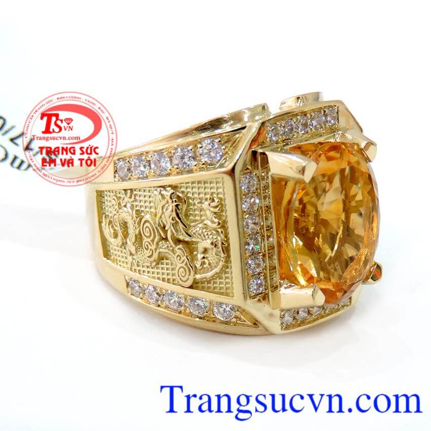 Nhẫn thạch anh vàng rồng phượng Nhẫn thạch anh vàng rồng phượng