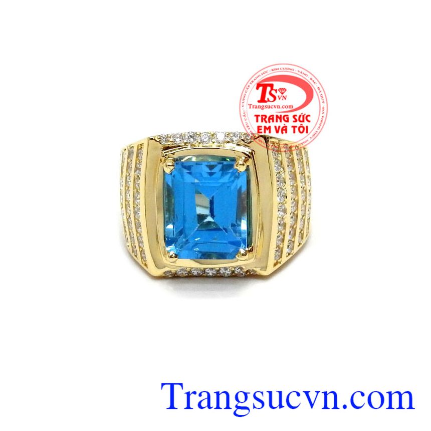 Nhẫn Nam Topaz Hoàng Gia, nhẫn nam vàng tây, nhẫn nam đá quý