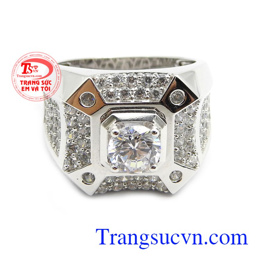 Nhẫn nam vàng trắng 18k