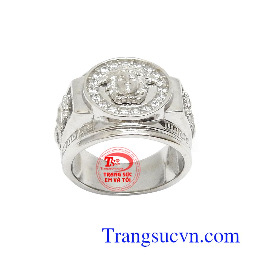 Nhẫn nam vàng trắng Hàn Quốc đẳng cấp, nhẫn nam đẹp, nhẫn nam vàng tây