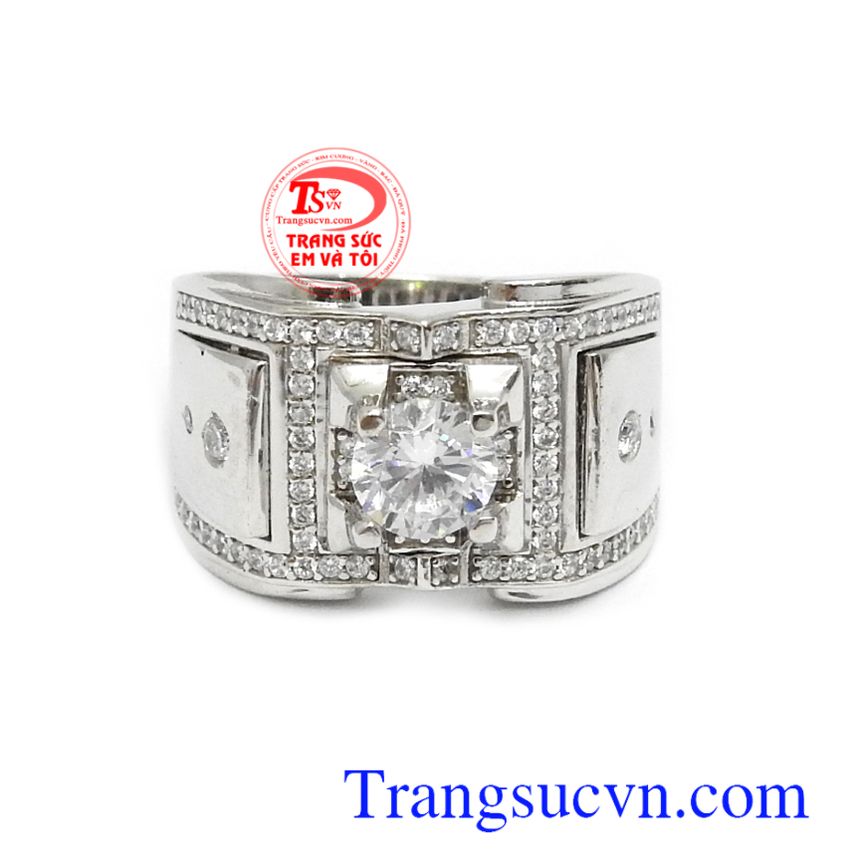 Nhẫn nam vàng trắng Korea sang trọng, nhẫn nam đẹp, nhẫn nam vàng tây