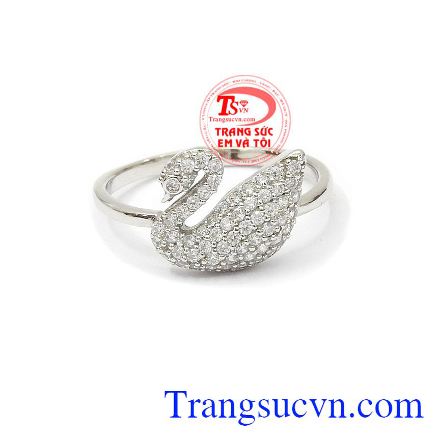 Nhẫn nữ thiên nga vàng trắng, nhẫn nữ vàng trắng, nhẫn nữ xinh xắn