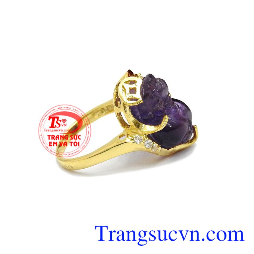 Nhẫn nữ tỳ hưu amethyst, nhẫn nữ tỳ hưu, nhẫn nữ vàng tây Nhẫn nữ tỳ hưu amethyst, nhẫn nữ tỳ hưu, nhẫn nữ vàng tây