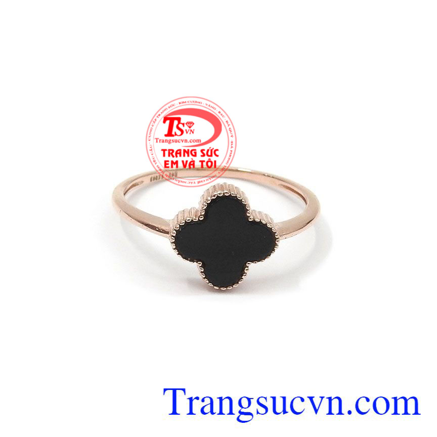 Nhẫn nữ vàng hồng cỏ 4 lá, nhẫn nữ vàng tây, nhẫn nữ Hàn Quốc Nhẫn nữ vàng hồng cỏ 4 lá, nhẫn nữ vàng tây, nhẫn nữ Hàn Quốc