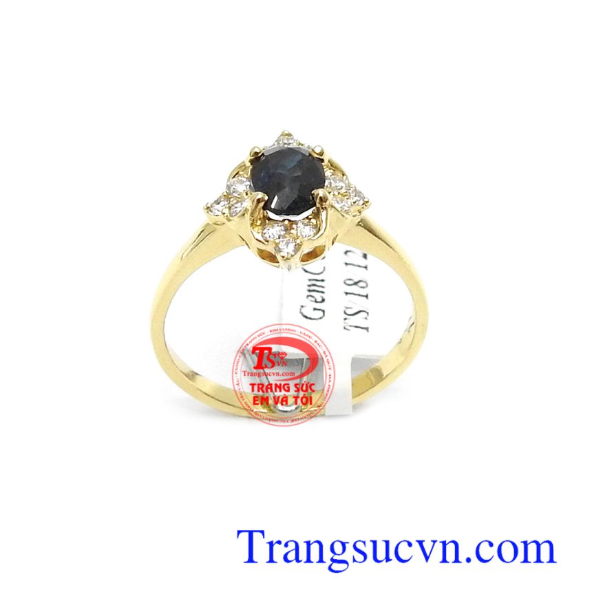 Nhẫn nữ vàng Sapphire thời trang,Nhẫn nữ đá quý,Trang sức nữ