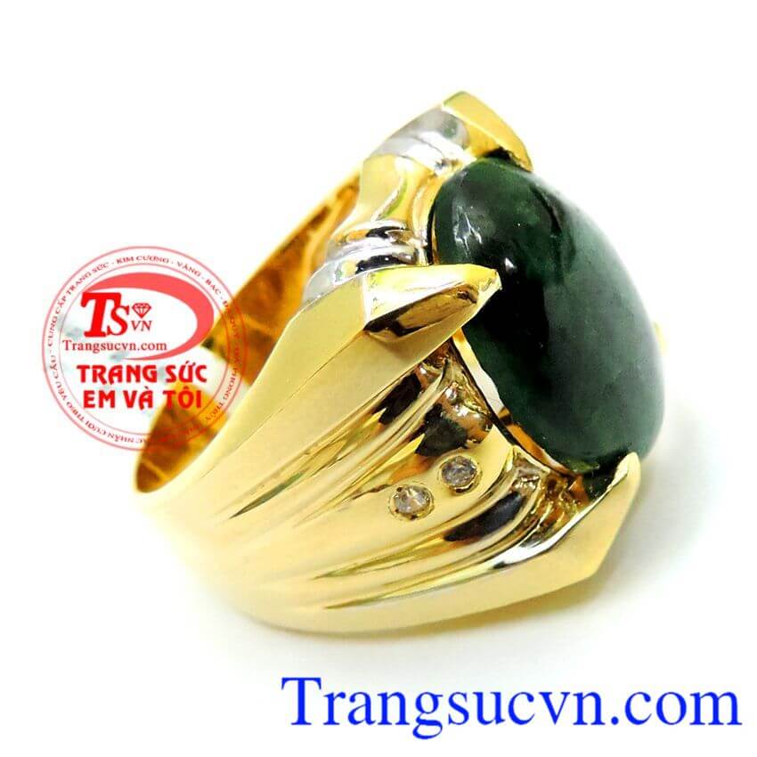 Nhẫn Vàng 14k Ngọc Cẩm Thạch Mệnh Hỏa,Nhẫn nam đẹp,Trang sức nam
