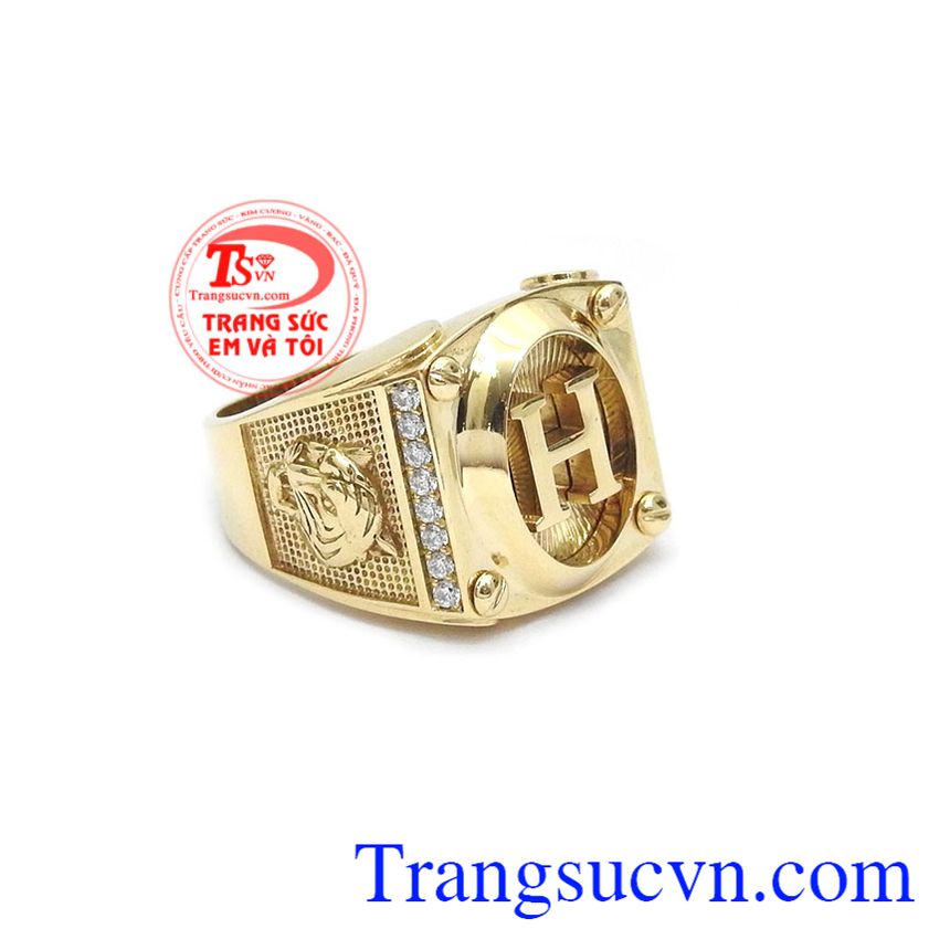 Nhẫn vàng chữ H 18k, nhẫn nam đẹp, nhẫn nam vàng tây Nhẫn vàng chữ H 18k, nhẫn nam đẹp, nhẫn nam vàng tây