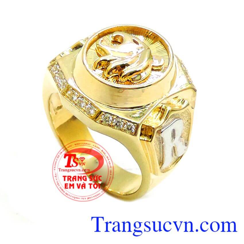 Nhẫn vàng nam R,Nhẫn nam đẹp,Nhẫn nam vàng