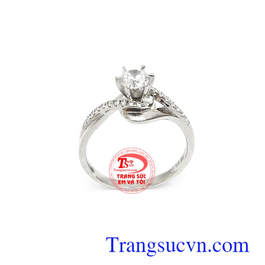 Nhẫn vàng trắng Korea quý phái,Nhẫn nữ đá quý,Trang sức nữ Nhẫn vàng trắng Korea quý phái,Nhẫn nữ đá quý,Trang sức nữ