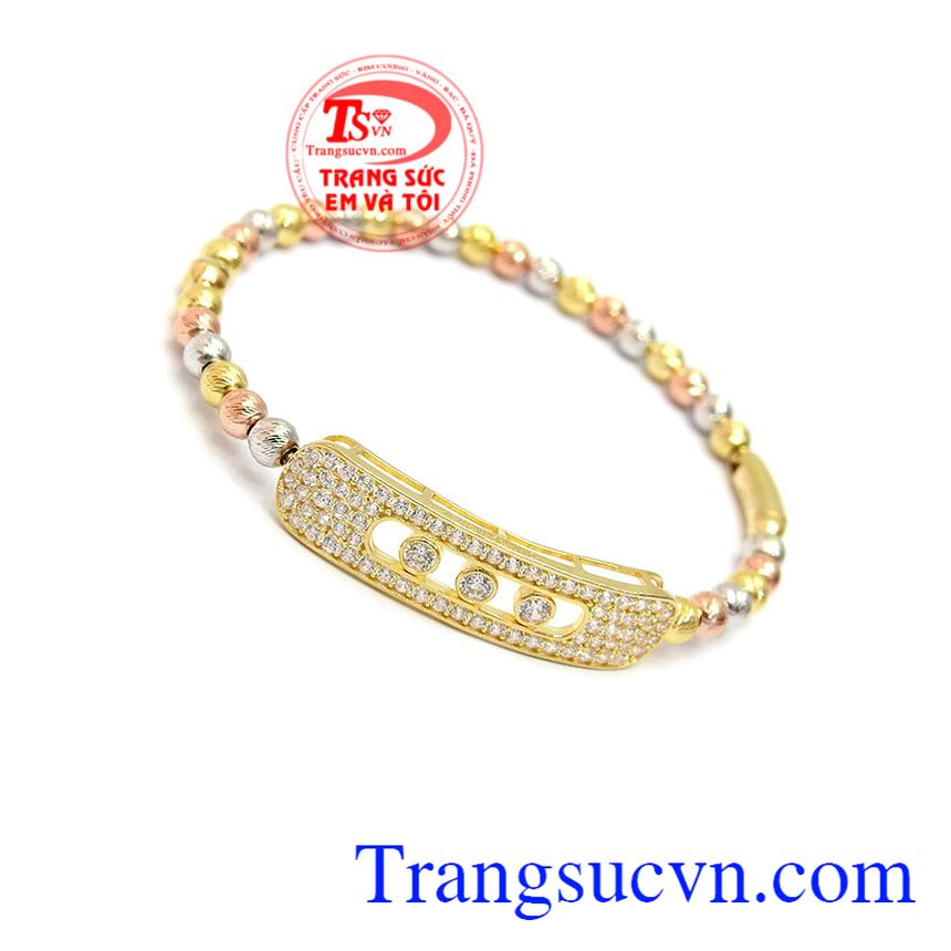 Vòng tay vàng tây, vòng tay nữ đẹp, Vòng tay bi quý phái vàng 10k