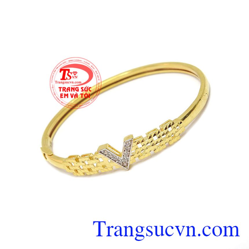 Vòng tay nữ vàng tây, Vòng tay chữ V vàng 10k, vòng tay nữ quý phái