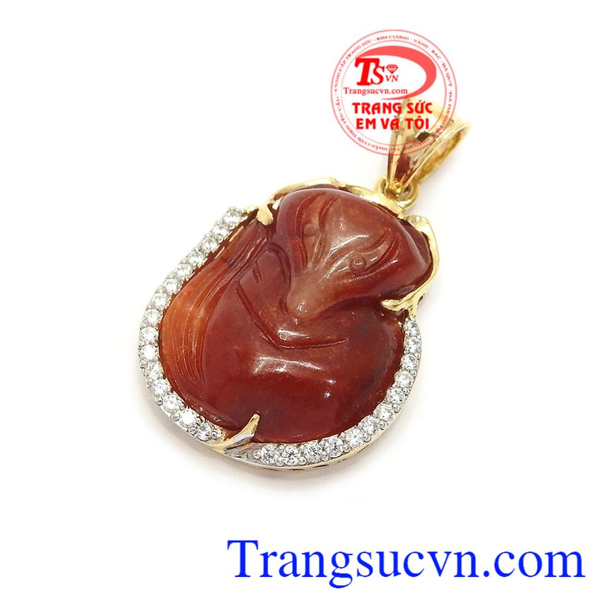 Mặt dây hồ ly cẩm thạch đỏ, mặt dây thạch anh Mặt dây hồ ly cẩm thạch đỏ, mặt dây thạch anh