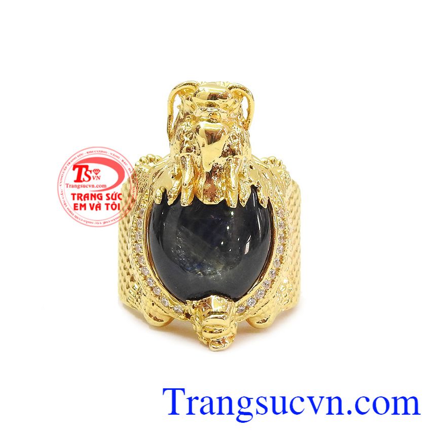 Nhẫn long quy sapphir 14k, nhẫn nam đẹp