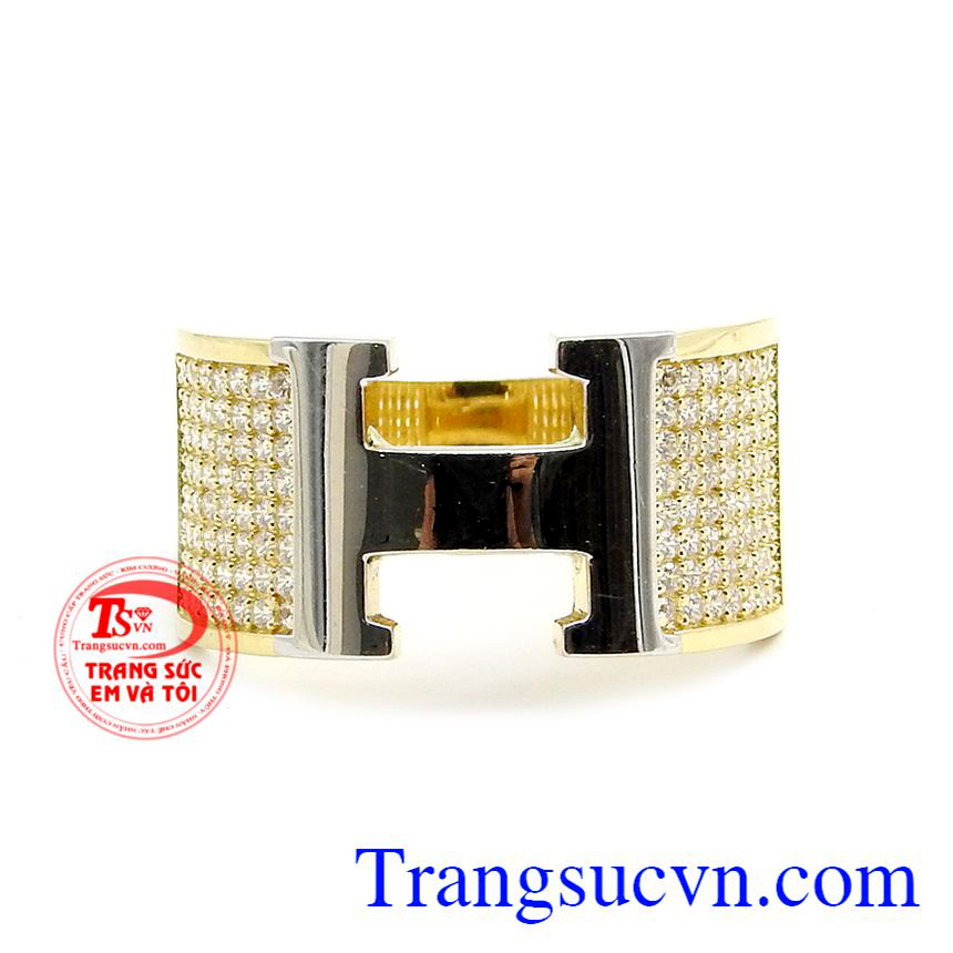 Nhẫn nam chữ H vàng 18k, nhẫn nam đẹp Nhẫn nam chữ H vàng 18k, nhẫn nam đẹp