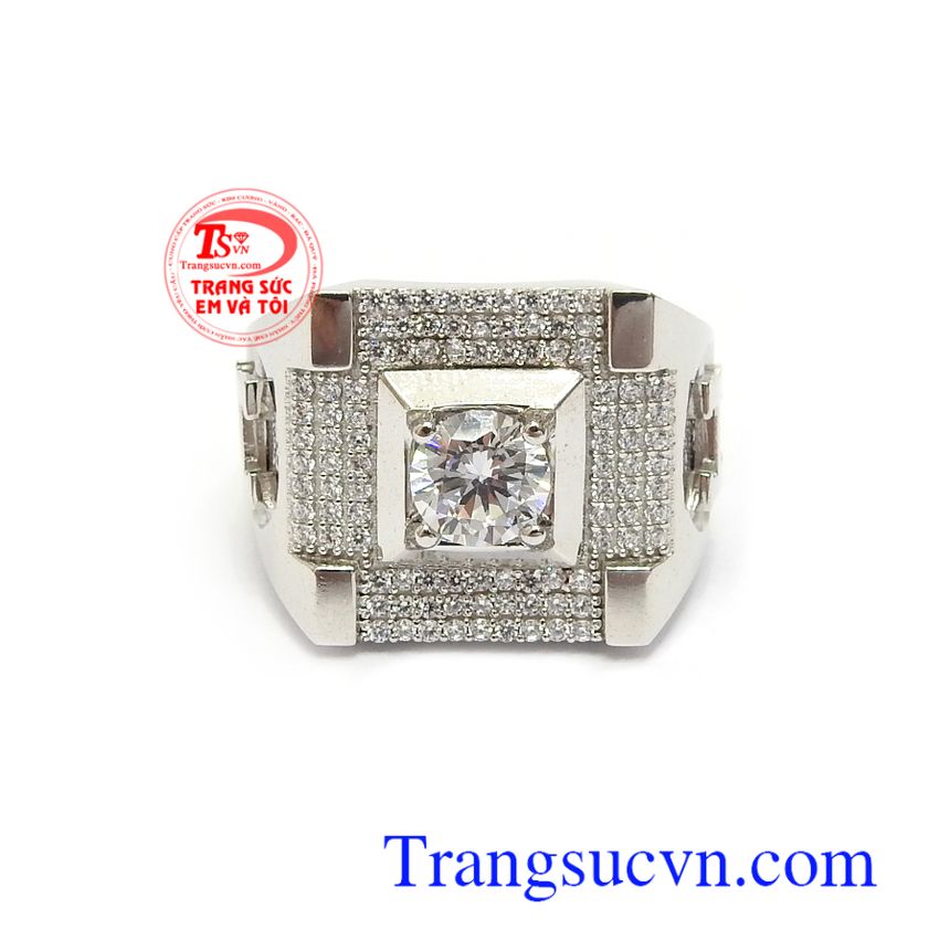 Nhẫn Nam Hàn Quốc Đính Đá Mạnh Mẽ, nhẫn nam vàng trắng Nhẫn Nam Hàn Quốc Đính Đá Mạnh Mẽ, nhẫn nam vàng trắng