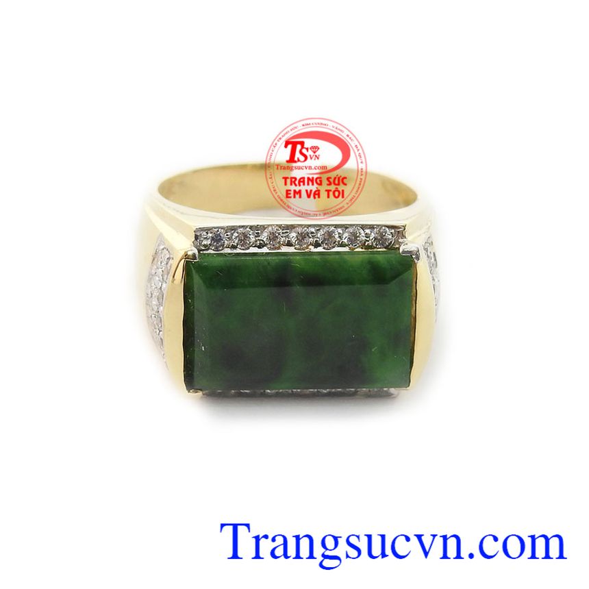Nhẫn nam ngọc cẩm thạch 14k, nhẫn nam đẹp