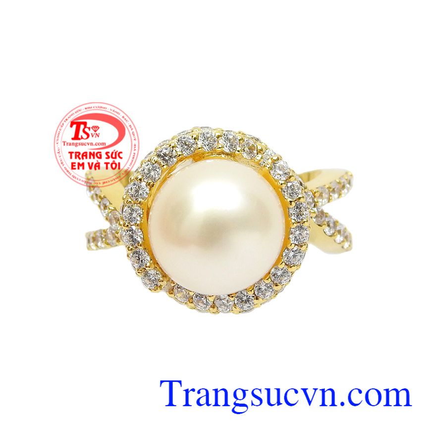 Nhẫn ngọc trai trắng nữ hoàng, Nhẫn nữ vàng tây, Nhẫn nữ vàng sang trọng