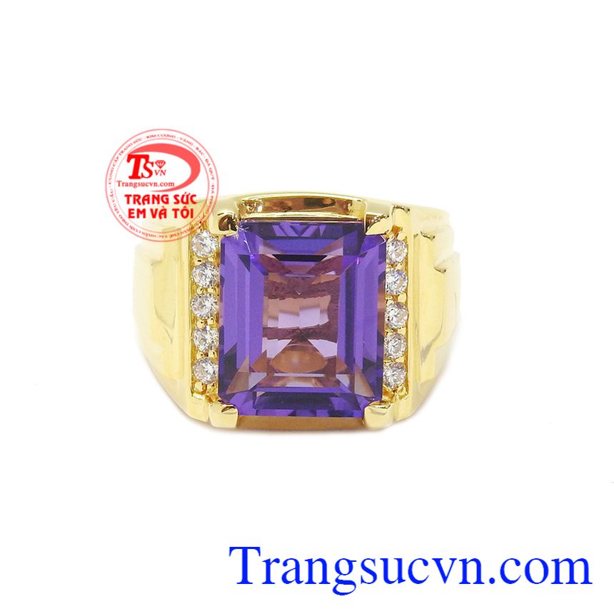 Nhẫn thạch anh tím sang trọng, nhẫn nam đẹp
