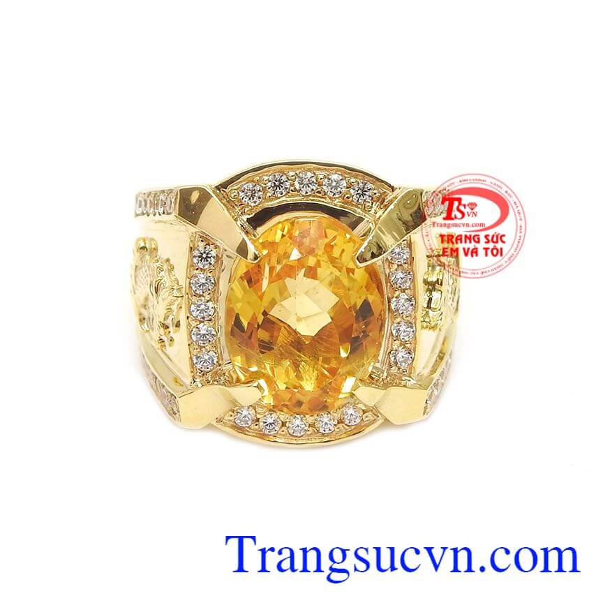 Nhẫn thạch anh vàng sang trọng, nhẫn nam đẹp Nhẫn thạch anh vàng sang trọng, nhẫn nam đẹp