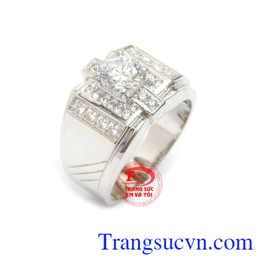 Nhẫn vàng trắng nam độc đáo, nhẫn nam đẹp