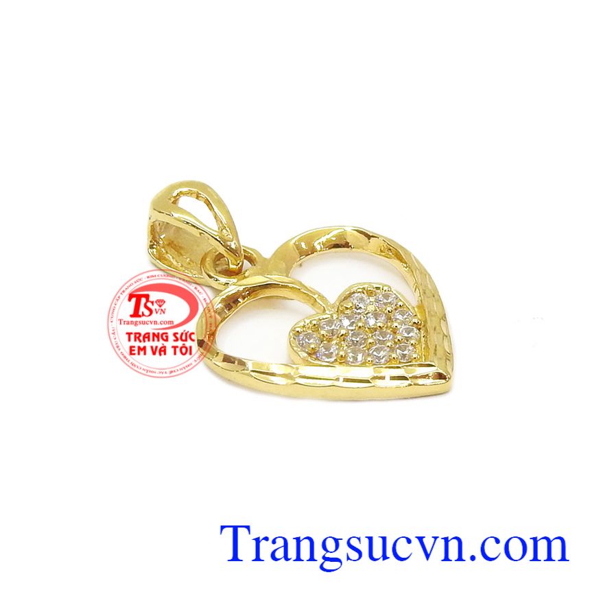 Trái tim kết đá, mặt dây chuyền vàng