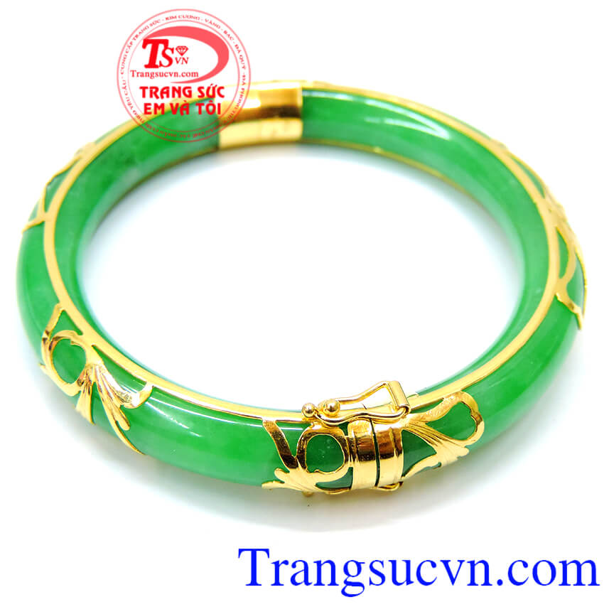Vòng ngọc cẩm thạch bọc vàng, vòng tay vàng tây