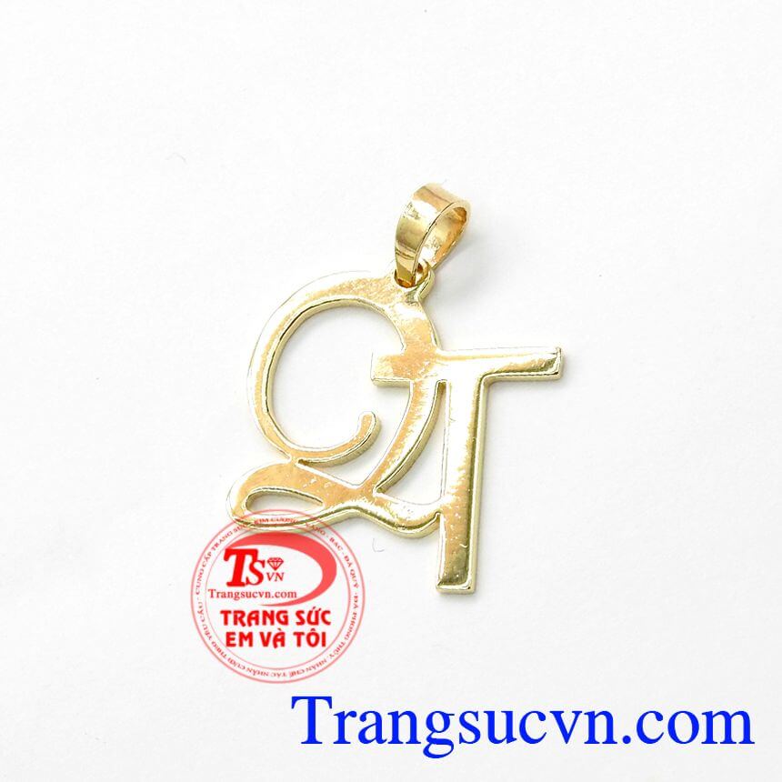 Mặt Dây Chữ QT Phong Cách, Mặt dây chữ đẹp, Mặt dây vàng tây