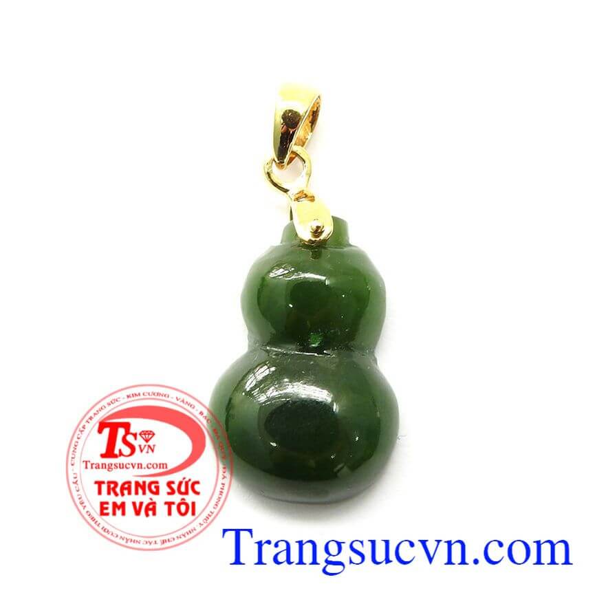 Mặt dây chuyền hồ lô móc vàng, Mặt dây hồ lô phong thủy, Mặt dây chuyền nữ thiết kế tinh xảo, Mặt dây chuyền Nephrite thiên nhiên