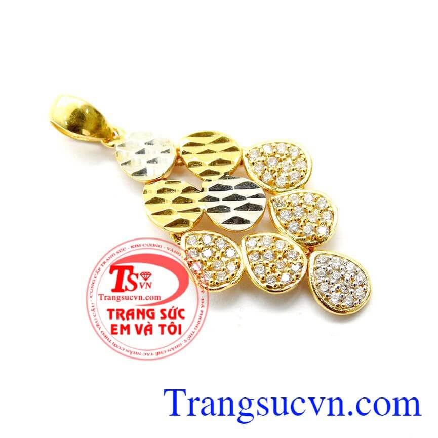 Mặt dây chuyền vàng hình chiếc lá, Mặt dây chuyền nữ vàng tây mẫu mã đẹp, Mặt dây chuyền vàng đính đá thời trang
