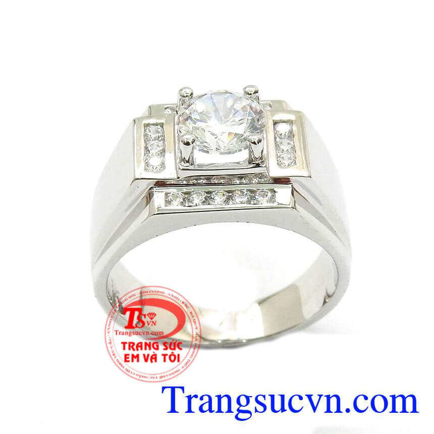 Nhẫn Nam Vàng Trắng Đẳng Cấp, Nhẫn nam vàng trắng, Nhẫn nam đính đá