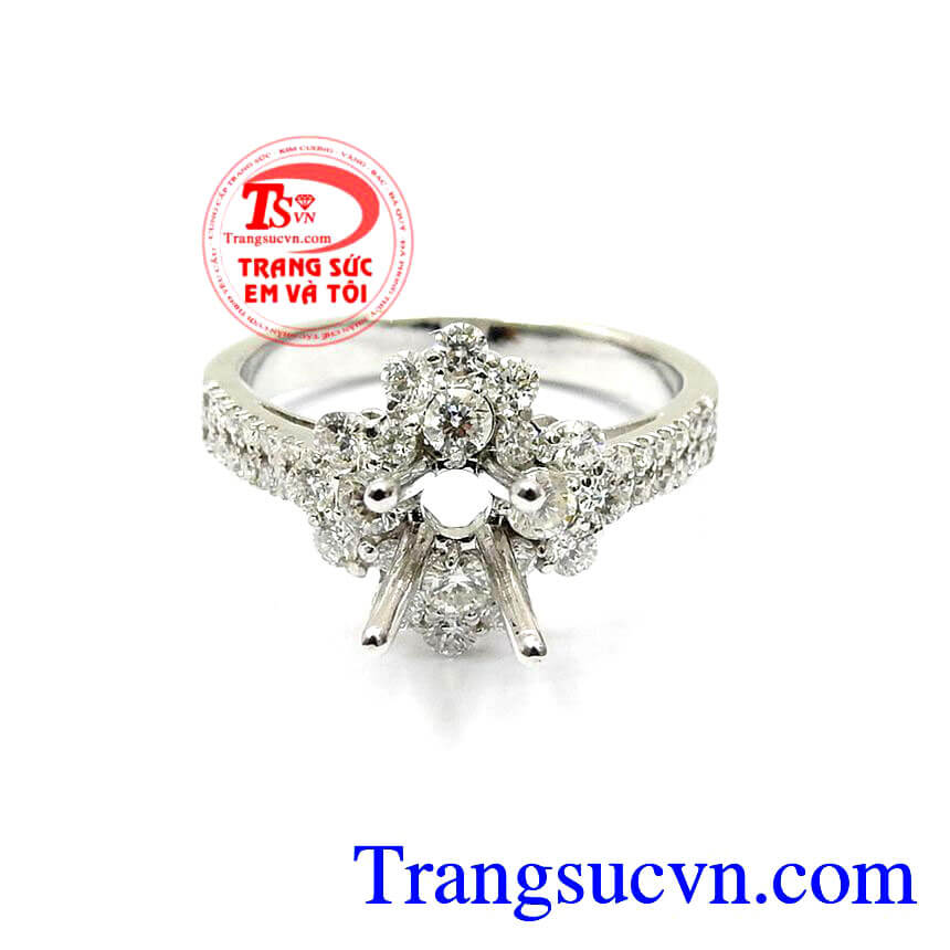 Vỏ Nhẫn Nữ Kim Cương Thiên Nhiên, Vỏ Nhẫn vàng trắng sang trọng, Vỏ Nhẫn kim cương đẹp