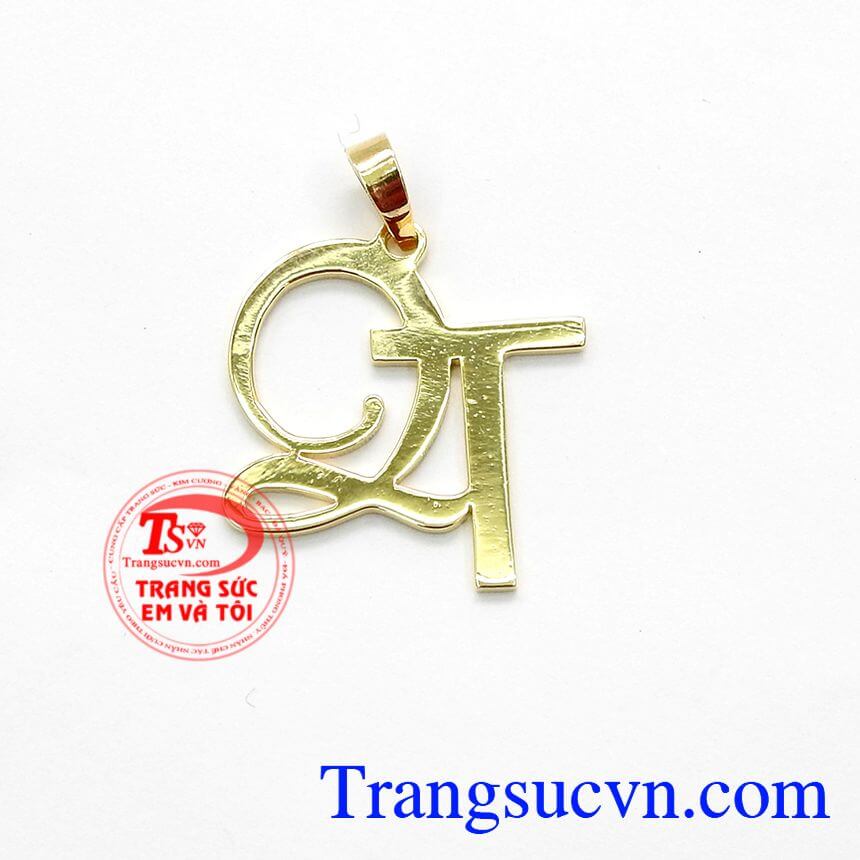 Mặt Dây Chữ QT Phong Cách, Mặt dây chữ đẹp, Mặt dây vàng tây