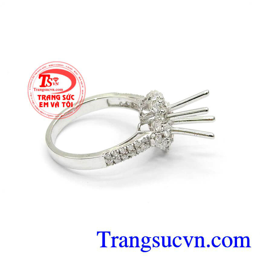 Vỏ Nhẫn Nữ Kim Cương Thiên Nhiên, Vỏ Nhẫn vàng trắng sang trọng, Vỏ Nhẫn kim cương đẹp