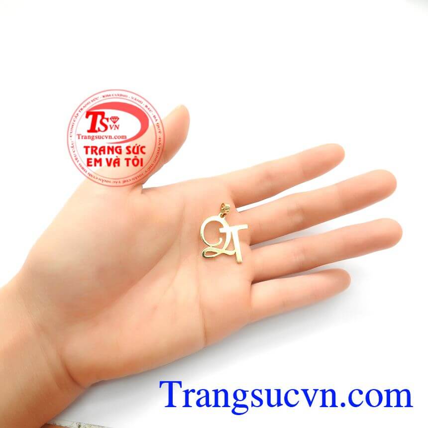 Mặt Dây Chữ QT Phong Cách, Mặt dây chữ đẹp, Mặt dây vàng tây