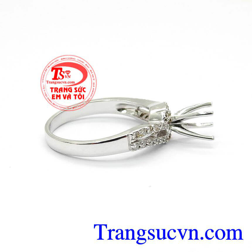 Vỏ Nhẫn Natural Diamond, Vỏ nhẫn kim cương vàng trắng, Vỏ nhẫn kim cương sang trọng