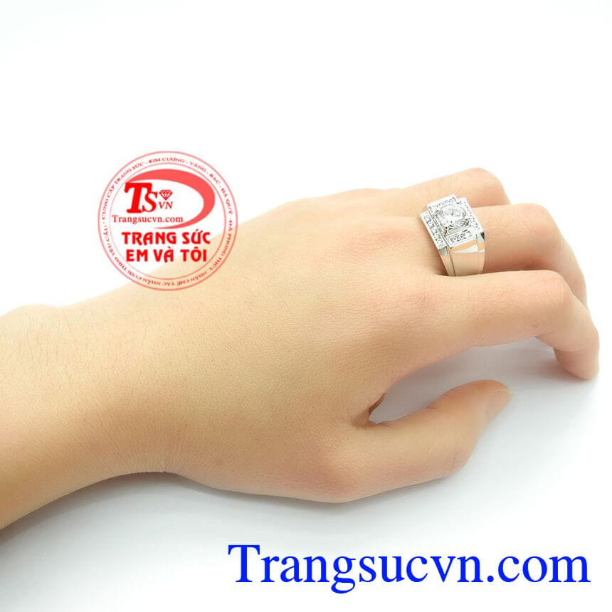 Nhẫn Nam Vàng Trắng Đẳng Cấp, Nhẫn nam vàng trắng, Nhẫn nam đính đá