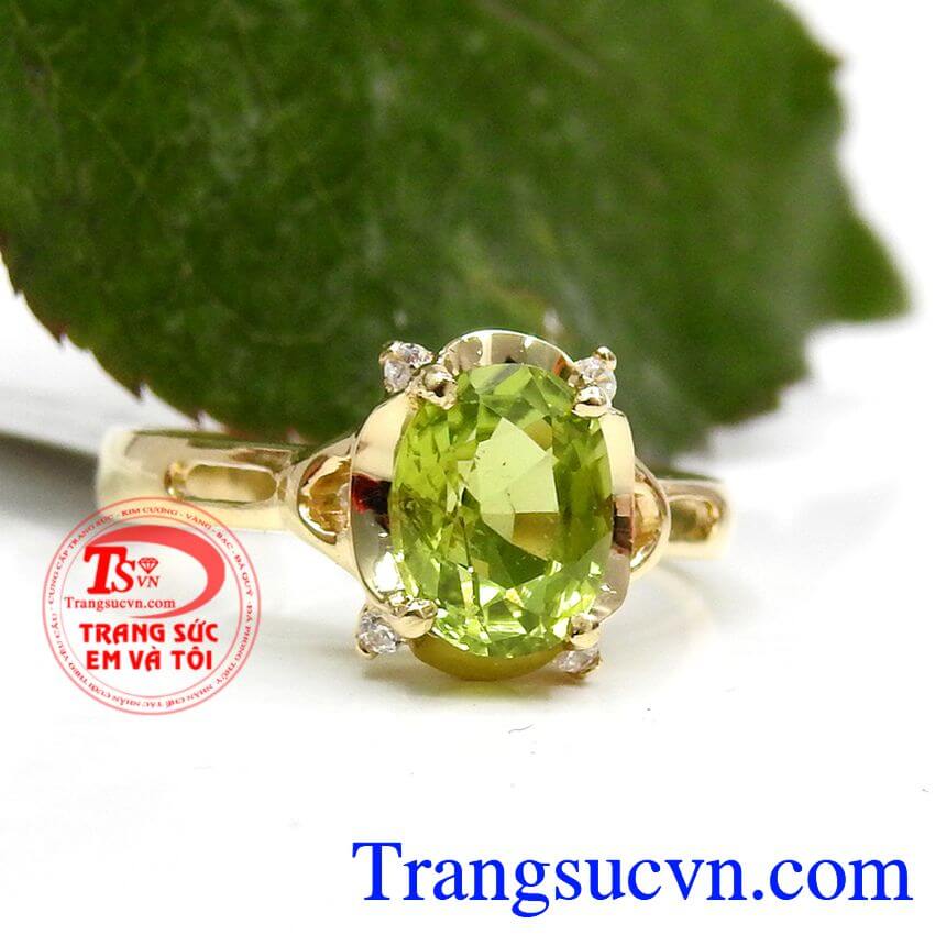 Nhẫn Peridot thiên nhiên, Nhẫn nữ đẹp, Nhẫn nữ vàng tây