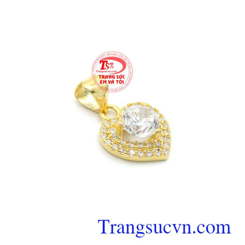 Mặt nữ vàng 10k đính đá phong cách, mặt dây nữ vàng, mặt dây chuyền vàng