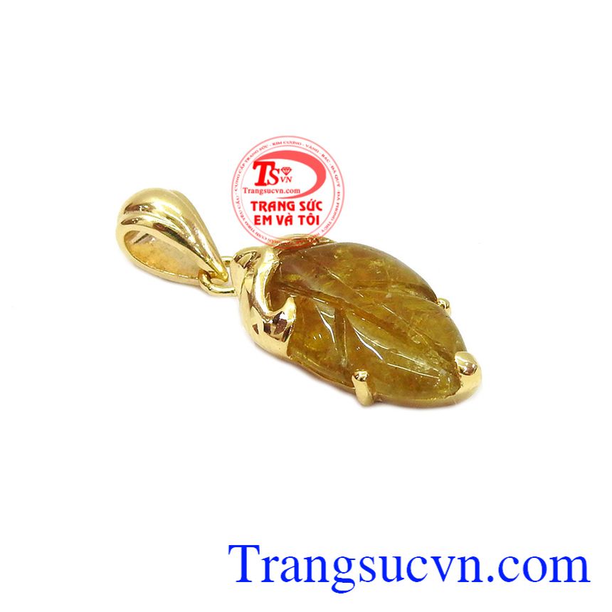 Mặt dây chiếc lá tinh tế tourmalin, Mặt Dây Đá Tourmaline, Mặt dây vàng đá quý