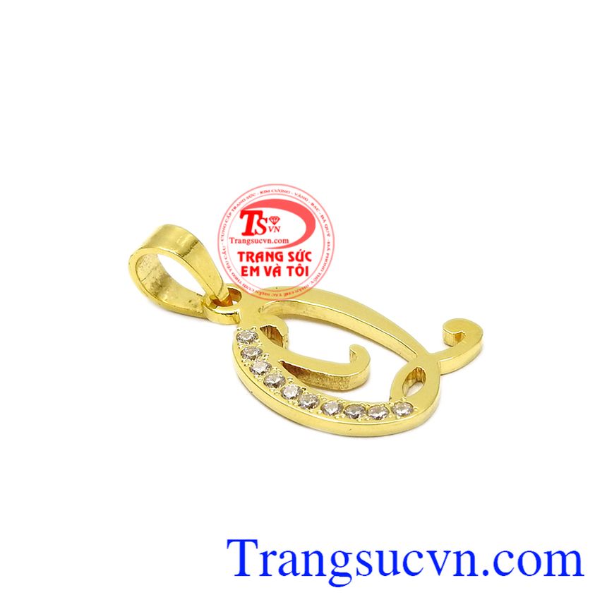 Mặt dây chữ Q vàng 10k, Mặt dây chữ vàng, Mặt dây chuyền vàng sang trọng