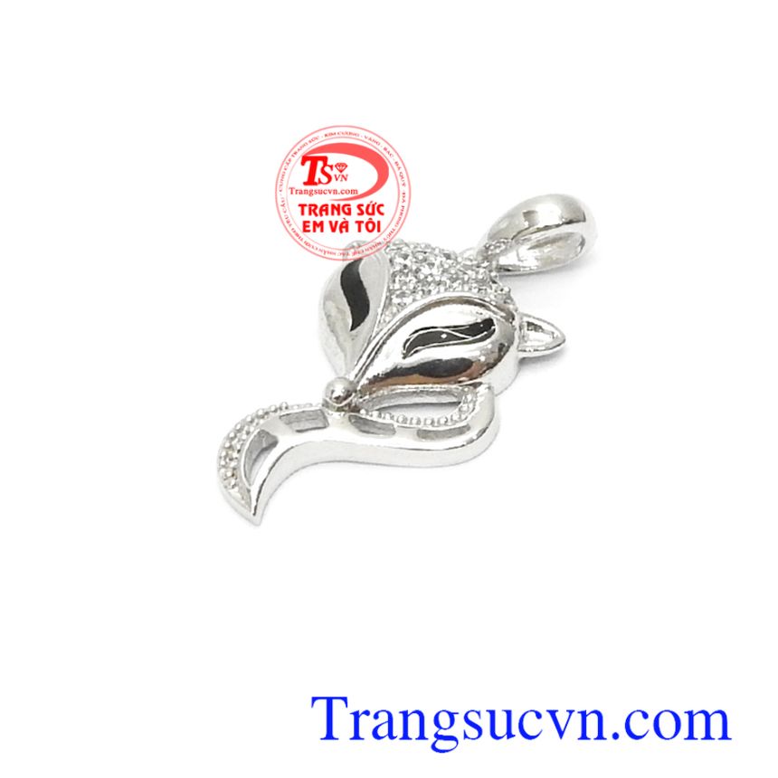 Mặt dây chuyền hồ ly vàng trắng, mặt dây vàng đá quý, mặt dây nữ